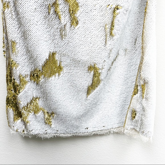 Free People Women's Seeing Double White Gold Sequin Mini Dress S - Picture 6 of 14